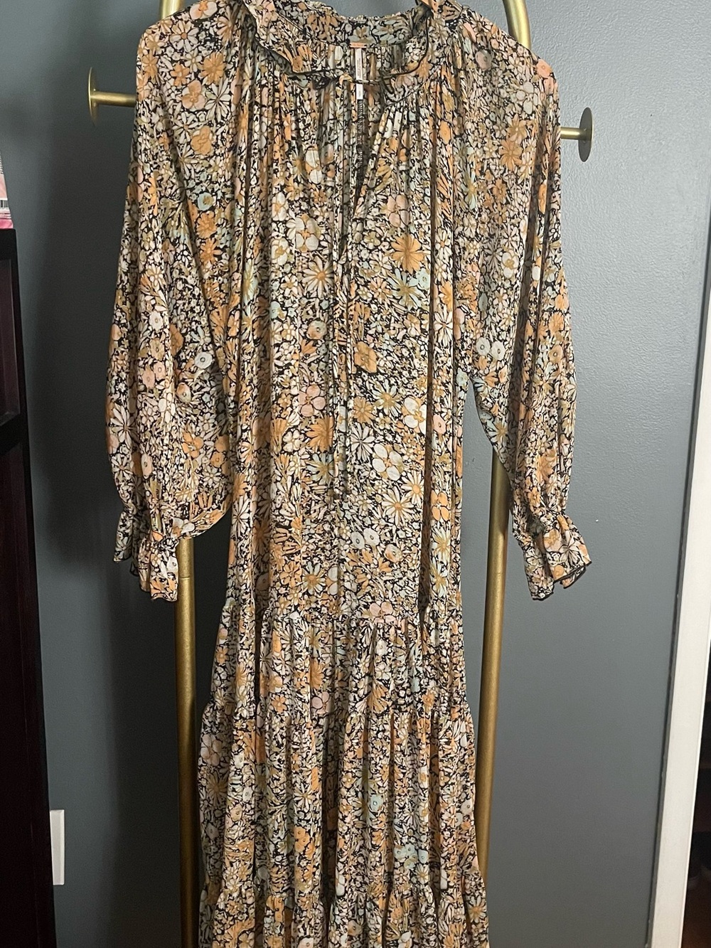 Free People Feeling Groovy Floral Tiered Maxi Dress in Yellow Floral